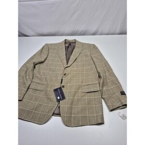 Roberto Zanieri Blazer Mens 46 Beige Wool Linen Check Italy Sport Coat NWT